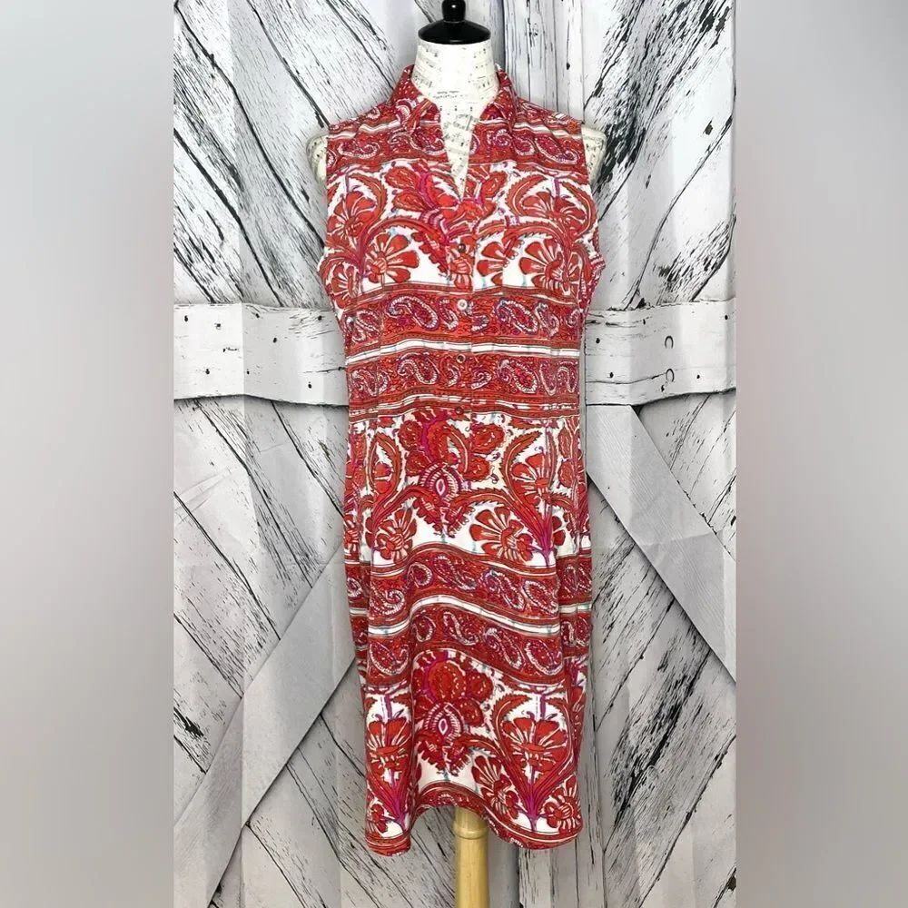 Limited Sleeveless Shirt Paisley Floral Dress Red M